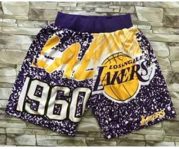 Men's Los Angeles Lakers Purple Big Face Mitchell Ness Hardwood Classics Soul Swingman Throwback Shorts