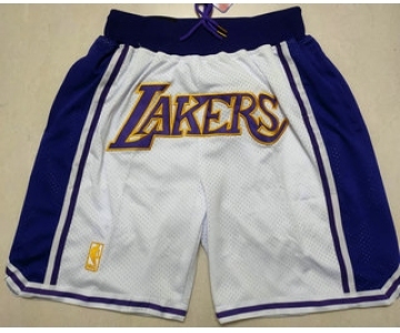 Men's Los Angeles Lakers White Gold NBA Just Don Swingman Throwback Shorts