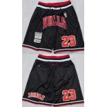 Men's Chicago Bulls #23 Michael Jordan Black Shorts