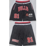 Men's Chicago Bulls #91 Dennis Rodman Black 2025 Shorts Men's Chicago Bulls #91 Dennis Rodman Black 2025 Shorts