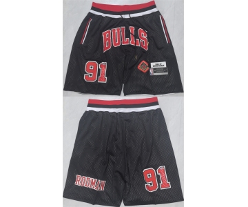 Men's Chicago Bulls #91 Dennis Rodman Black 2025 Shorts