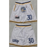 Men's Golden State Warriors #30 Stephen Curry White Shorts Men's Golden State Warriors #30 Stephen Curry White Shorts