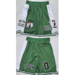 Men's Boston Celtics #0 Jayson Tatum Green White Shorts