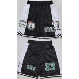 Men's Boston Celtics #33 Larry Bird Black White Shorts