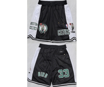 Men's Boston Celtics #33 Larry Bird Black White Shorts