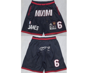 Men's Miami Heat #6 LeBron James Black ShortsMen's Miami Heat #6 LeBron James Black Shorts