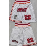 Men's Miami Heat White #22 Shorts  Men's Miami Heat White #22 Shorts