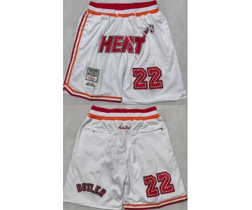 Men's Miami Heat White #22 Shorts 