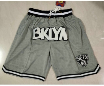 Men's Brooklyn Nets Grey Just Don Swingman Throwback Shorts