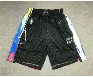 Men's Brooklyn Nets NEW Black 2021 City Edition Swingman Stitched NBA Shorts