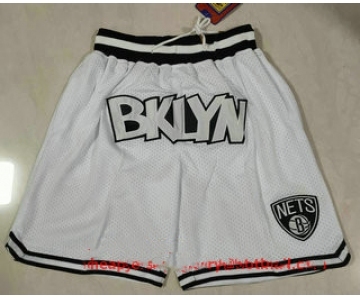 Men's Brooklyn Nets White Just Don Swingman Throwback Shorts