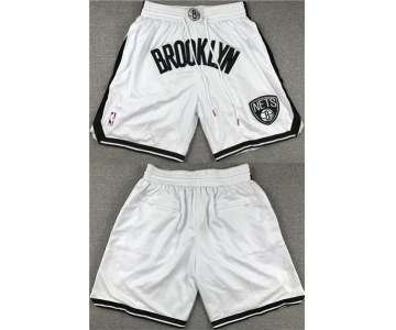 Men's Brooklyn Nets White Shorts (Run Small)