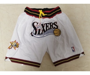 76ers White Just Don Throwback Mesh Shorts