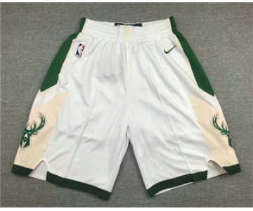 Men's Milwaukee Bucks White Stitched NBA Nike Swingman Shorts