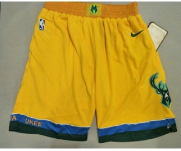 Men's Milwaukee Bucks Yellow City Edition With Pocket Nike Swingman Shorts