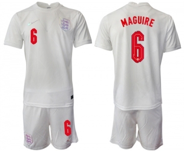 Men's England #6 Maguire White Home Soccer Jersey Suit