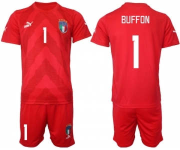 Mens Italy #1 Buffon Red Goalkeeper Soccer Jersey Suit