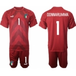 Mens Italy #1 Donnarumma Red Goalkeeper Soccer Jersey Suit