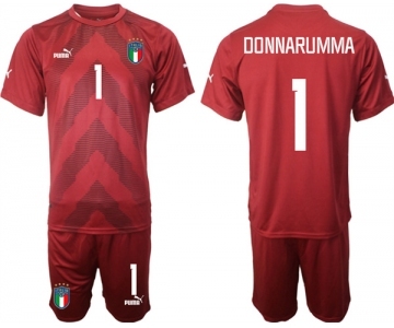 Men's Italy #1 Donnarumma Red Goalkeeper Soccer Jersey Suit