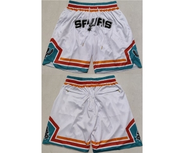 Men's San Antonio Spurs White Shorts (Run Smaller)