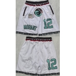 Men's Memphis Grizzlies #12 Ja Morant White 2025 Shorts Men's Memphis Grizzlies #12 Ja Morant White 2025 Shorts