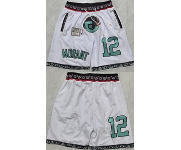 Men's Memphis Grizzlies #12 Ja Morant White 2025 Shorts