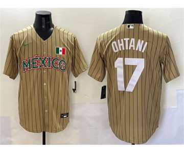 Men's Mexico Baseball #17 Shohei Ohtani Tan 2023 World Baseball Classic Stitched Jersey