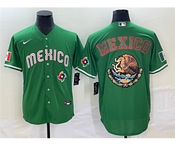 Men's Mexico Baseball 2023 Green Team Big Logo World Baseball Classic Stitched Jersey