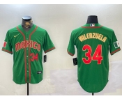 Men's Mexico Baseball #34 Fernando Valenzuela Number 2023 Green Gold World Classic Stitched Jersey