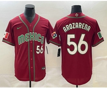 Men's Mexico Baseball #56 Randy Arozarena Number 2023 Red World Classic Stitched Jersey