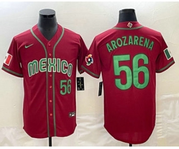 Men's Mexico Baseball #56 Randy Arozarena Number 2023 Red World Classic Stitched Jerseys