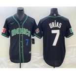 Men's Mexico Baseball #7 Julio Urias Number 2023 Black White World Classic Stitched Jersey1