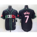 Men's Mexico Baseball #7 Julio Urias Number 2023 Black White World Classic Stitched Jersey2