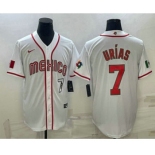 Mens Mexico Baseball #7 Julio Urias Number 2023 White World Baseball Classic Stitched Jersey