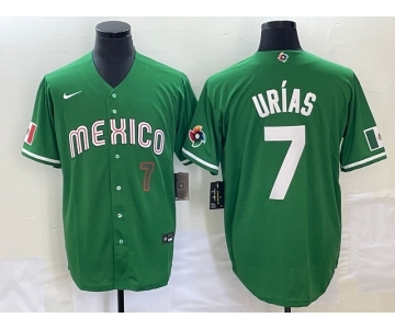 Men's Mexico Baseball #7 Julio Urias Number Green 2023 World Baseball Classic Stitched Jersey 2
