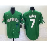 Men's Mexico Baseball #7 Julio Urias Number Green 2023 World Baseball Classic Stitched Jersey