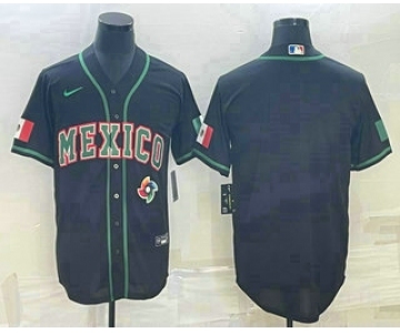 Men's Mexico Baseball Blank 2023 Black World Baseball Classic Stitched Jersey