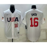 Men's USA Baseball #16 Will Smith Number 2023 White World Baseball Classic Stitched Jersey