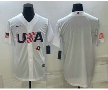 Men's USA Baseball 2023 White World Baseball Blank Classic Replica Stitched Jersey