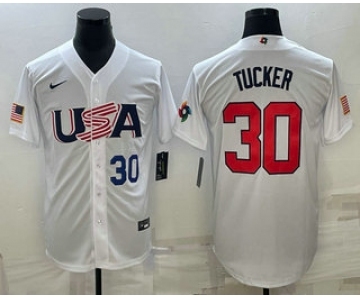 Mens USA Baseball #30 Kyle Tucker Number 2023 White World Baseball Classic Stitched Jersey