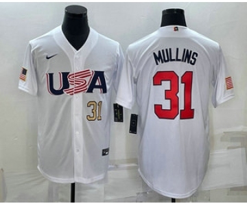 Mens USA Baseball #31 Cedric Mullins Number 2023 White World Classic Stitched Jersey