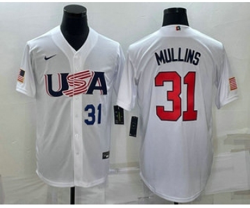 Men's USA Baseball #31 Cedric Mullins Number 2023 White World Classic Stitched Jerseys