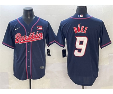Men's Puerto Rico Baseball #9 Javier Báez Navy 2023 World Baseball Classic Stitched Jersey