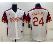 Men's Venezuela Baseball #24 Miguel Cabrera 2023 White World Baseball Classic Stitched Jersey