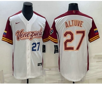 Mens Venezuela Baseball #27 Jose Altuve Number 2023 White World Baseball Classic Stitched Jersey
