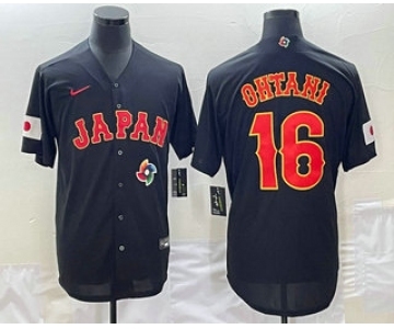 Men's Japan Baseball #16 Shohei Ohtani 2023 Black World Classic Stitched Jerseys