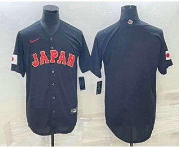 Men's Japan Baseball Blank 2023 Black World Classic Stitched Jerseys