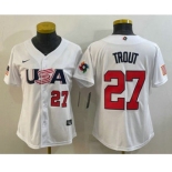 Womens USA Baseball #27 Mike Trout Number 2023 White World Classic Replica Stitched Jersey