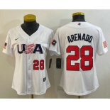 Women's USA Baseball #28 Nolan Arenado Number 2023 White World Classic Replica Stitched Jersey
