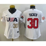 Women's USA Baseball #30 Kyle Tucker Number 2023 White World Classic Stitched Jersey